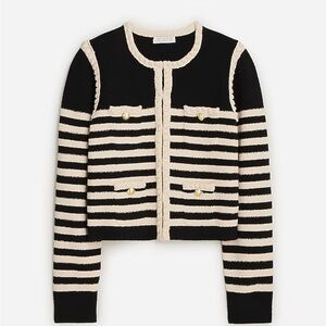 J Crew Odette sweater lady jacket in striped bouclé
